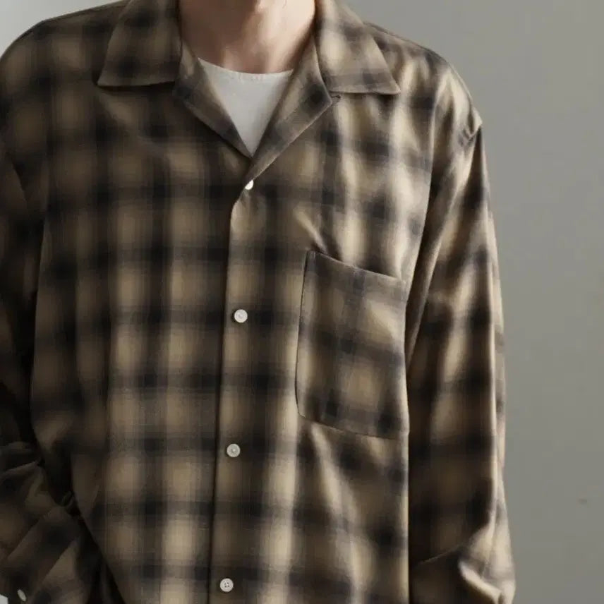 [BUNJANG] Kaptain Sunshine 25FW Wool Ombre Open Collar Shirt Size 42 / 25FW 캡틴선샤인 울 옴브레 오픈칼라 셔츠 5사이즈(42)