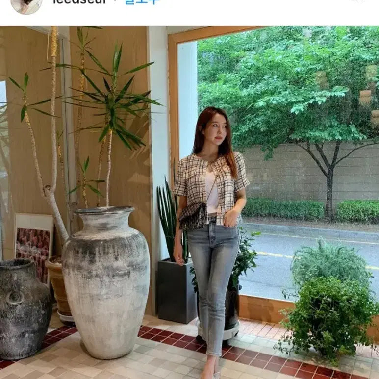 [BUNJANG] Maje Candy Check Fringe Tweed Jacket / 마쥬  캔디체크 프린지 트위드 블라우스겸 자켓