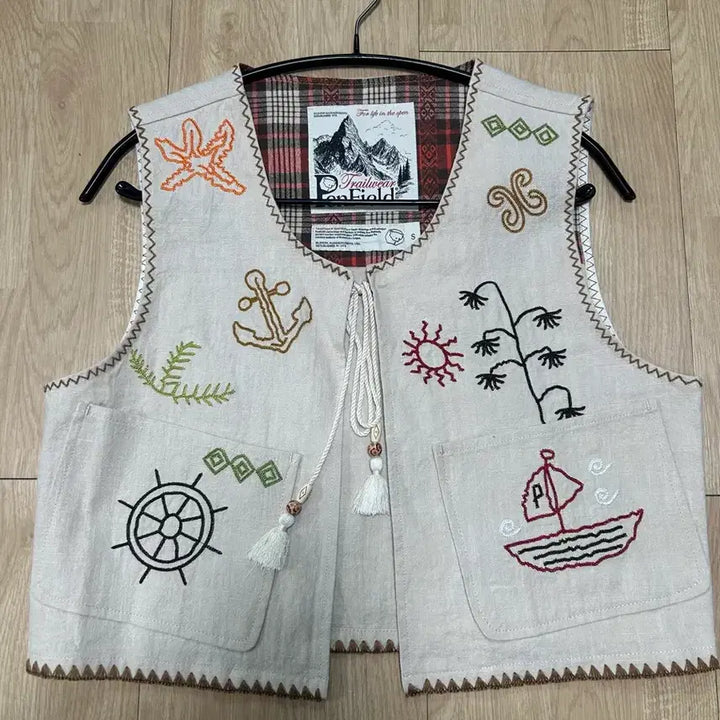 [BUNJANG] Penfield Embroidered Linen Vest (Size S) / 펜필드 자수 린넨 베스트 S