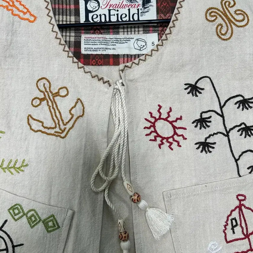 [BUNJANG] Penfield Embroidered Linen Vest (Size S) / 펜필드 자수 린넨 베스트 S