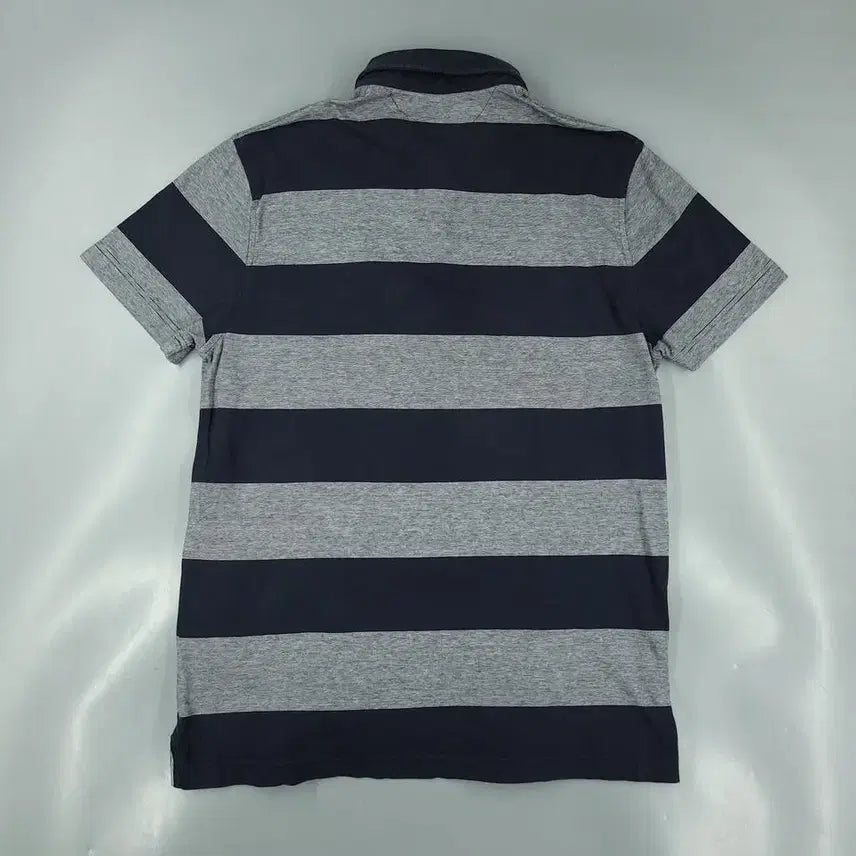 [BUNJANG] Tommy Hilfiger Pigment Navy Gray Stripe Slim Fit Button-Down Shirt / 타미힐피거 피그먼트 네이비 그레이 1대1 배색 스트라이프 슬림핏 버튼다운