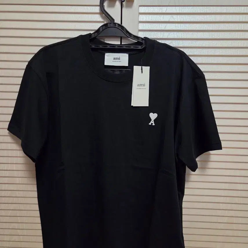 [BUNJANG] Amis Logo Black Short Sleeve T-Shirt M / 아미스몰로그(흰색와플자수) 검정반팔티M