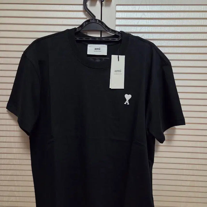 [BUNJANG] Amis Logo Black Short Sleeve T-Shirt M / 아미스몰로그(흰색와플자수) 검정반팔티M
