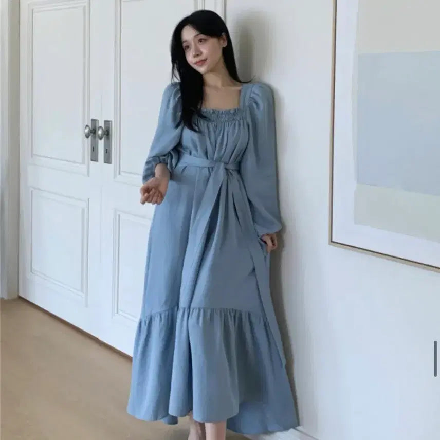 [BUNJANG] Flat Per Garden Long Dress Blue / 플랫퍼s/s 가든 롱원피스 블루,블랙 색상