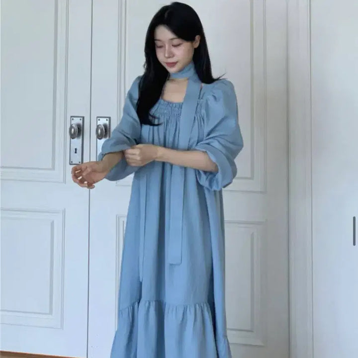 [BUNJANG] Flat Per Garden Long Dress Blue / 플랫퍼s/s 가든 롱원피스 블루,블랙 색상