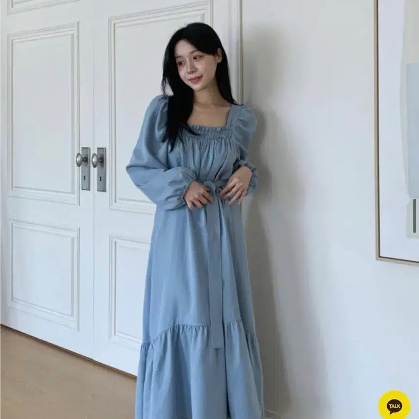 [BUNJANG] Flat Per Garden Long Dress Blue / 플랫퍼s/s 가든 롱원피스 블루,블랙 색상