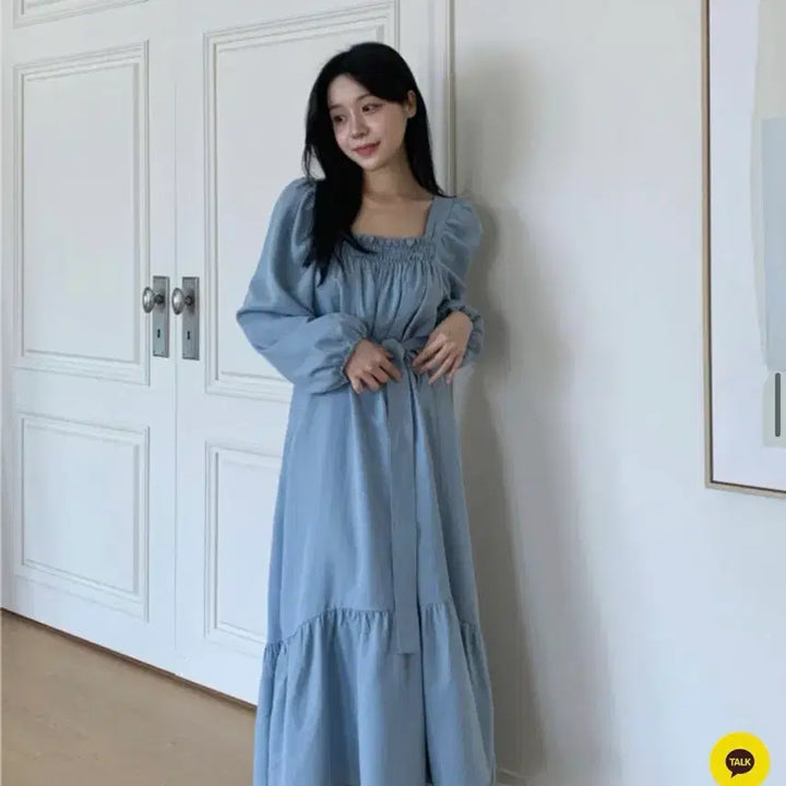 [BUNJANG] Flat Per Garden Long Dress Blue / 플랫퍼s/s 가든 롱원피스 블루,블랙 색상