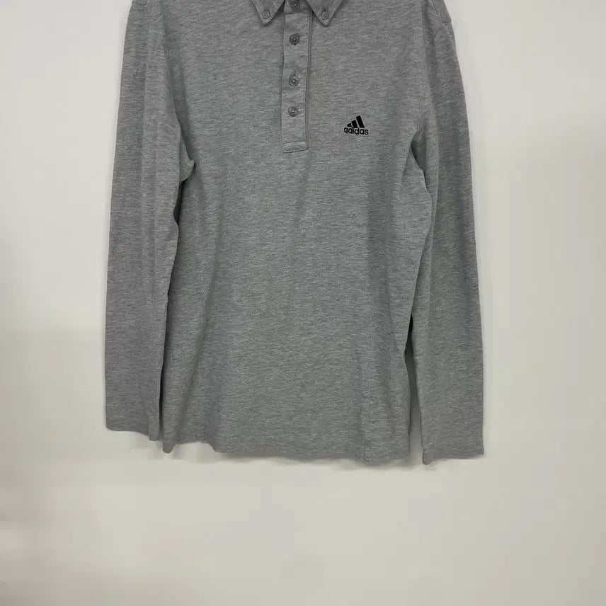 [BUNJANG] Adidas Gray Long Sleeve Polo Shirt / 아디다스 회색 긴팔 카라티 M(95)