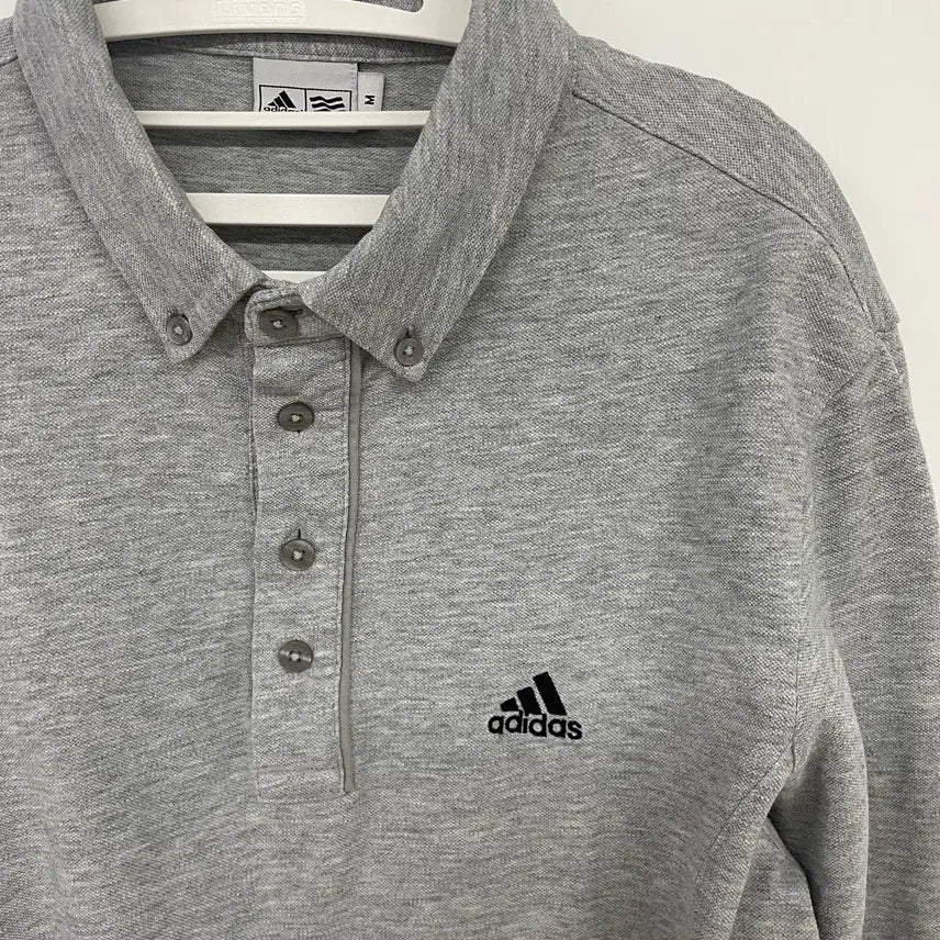 [BUNJANG] Adidas Gray Long Sleeve Polo Shirt / 아디다스 회색 긴팔 카라티 M(95)