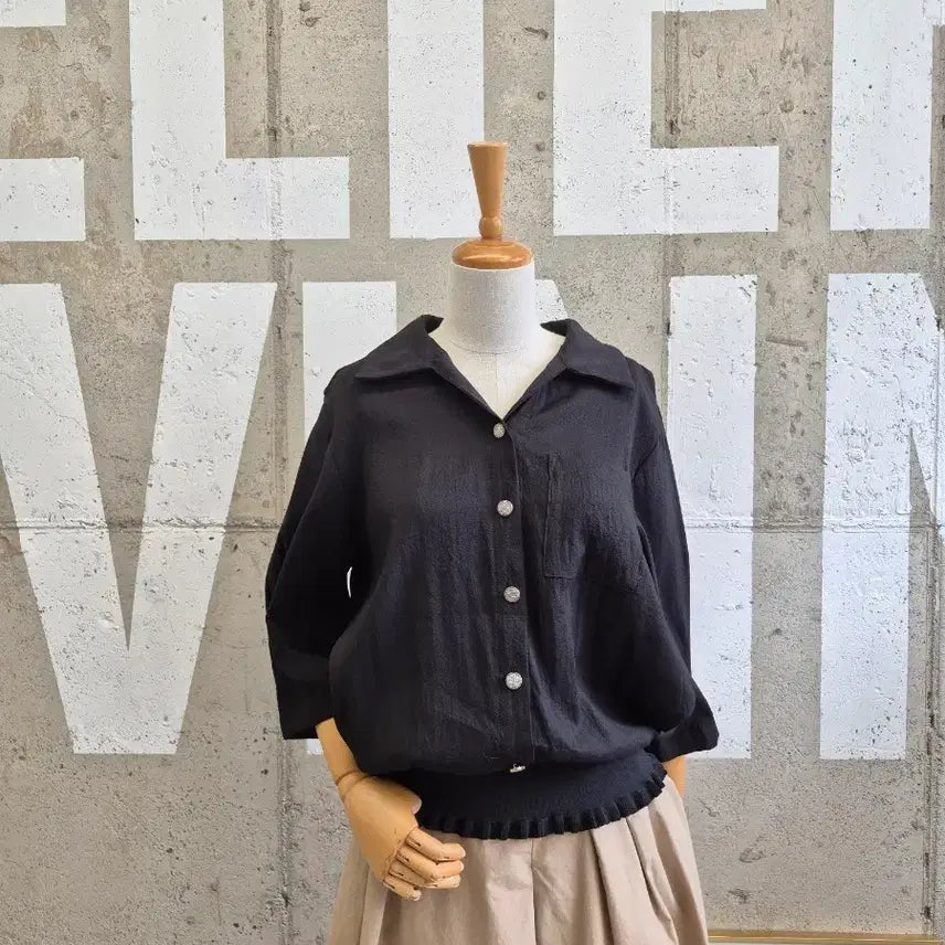 [BUNJANG] Anne Klein Ribbed Hem Rayon Blend Blouse / 앤클라인 시보리단  레이온블라우스