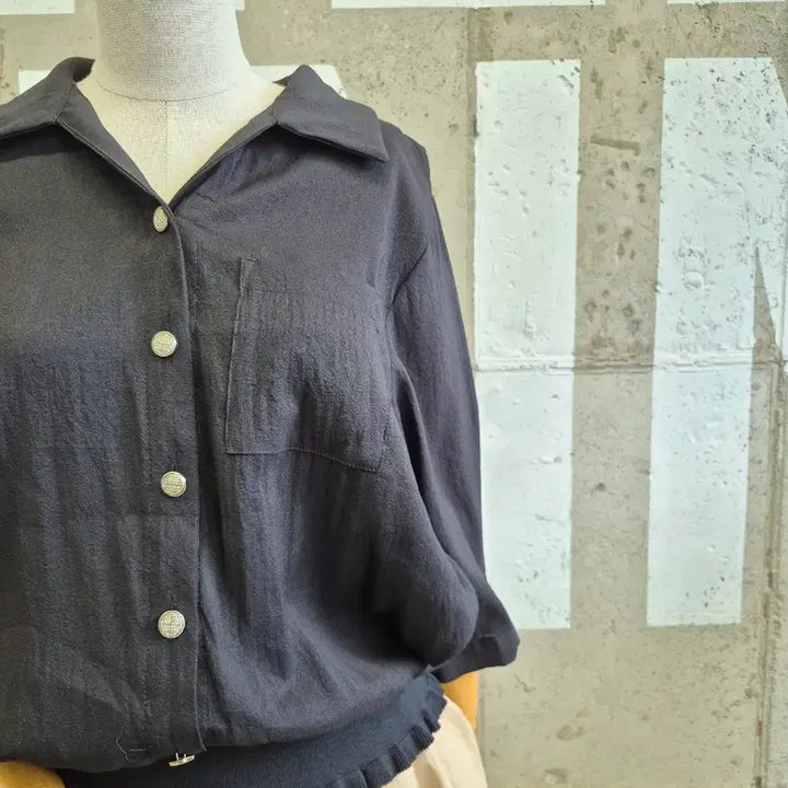 [BUNJANG] Anne Klein Ribbed Hem Rayon Blend Blouse / 앤클라인 시보리단  레이온블라우스