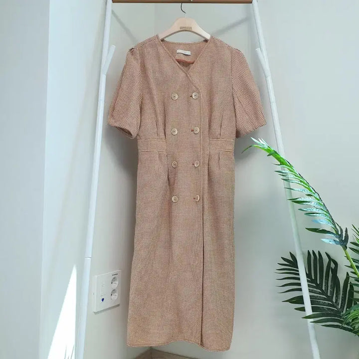 [BUNJANG] JJ JIGOTT Puff Sleeve Check Double One-Piece Dress / JJ지고트 퍼프소매 체크 더블원피스