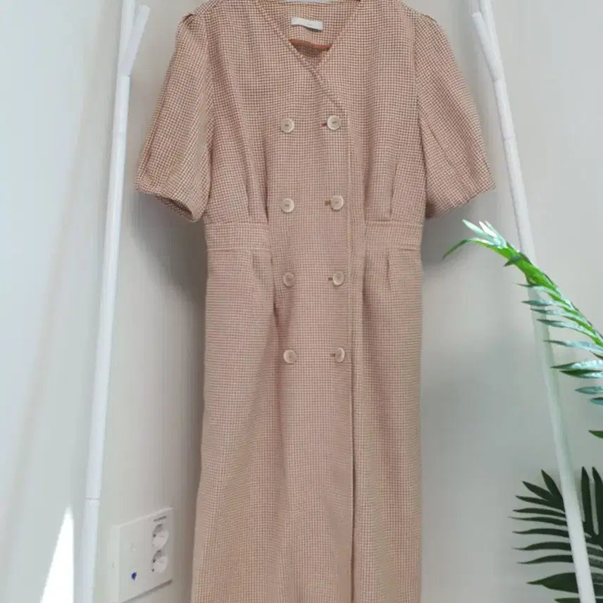[BUNJANG] JJ JIGOTT Puff Sleeve Check Double One-Piece Dress / JJ지고트 퍼프소매 체크 더블원피스