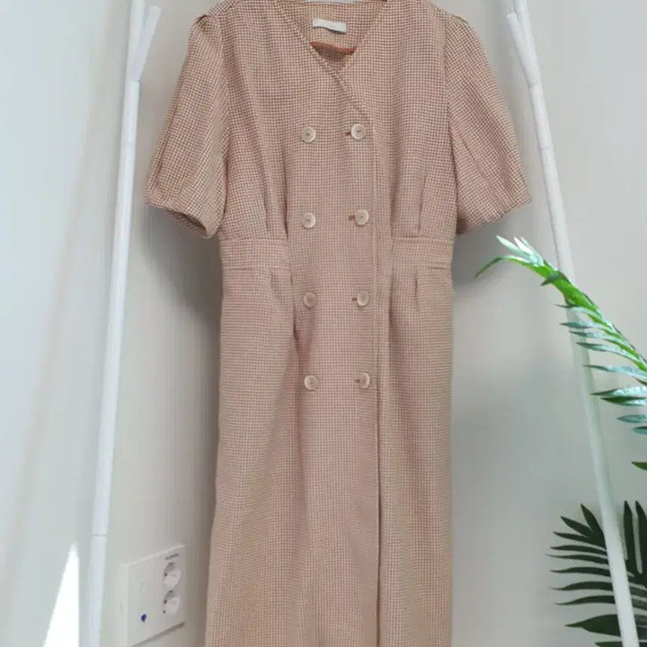 [BUNJANG] JJ JIGOTT Puff Sleeve Check Double One-Piece Dress / JJ지고트 퍼프소매 체크 더블원피스