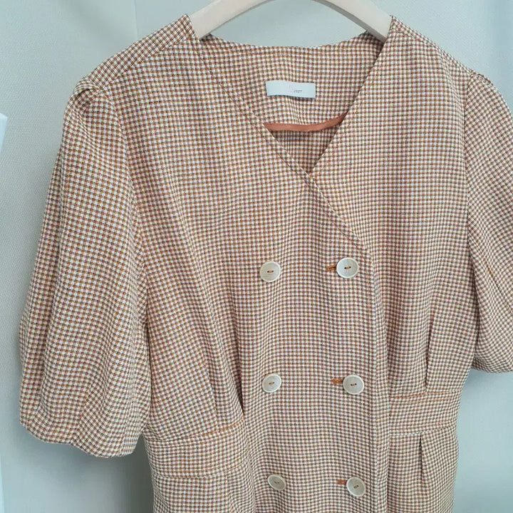 [BUNJANG] JJ JIGOTT Puff Sleeve Check Double One-Piece Dress / JJ지고트 퍼프소매 체크 더블원피스