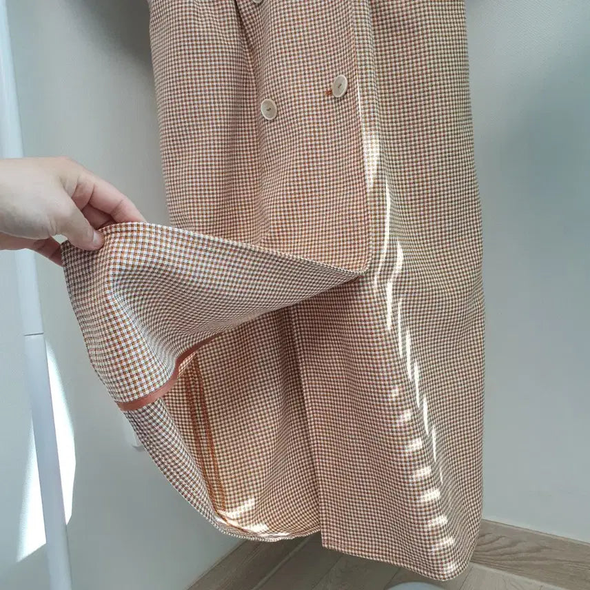[BUNJANG] JJ JIGOTT Puff Sleeve Check Double One-Piece Dress / JJ지고트 퍼프소매 체크 더블원피스