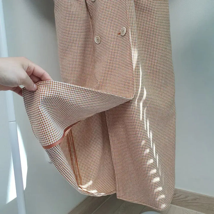 [BUNJANG] JJ JIGOTT Puff Sleeve Check Double One-Piece Dress / JJ지고트 퍼프소매 체크 더블원피스