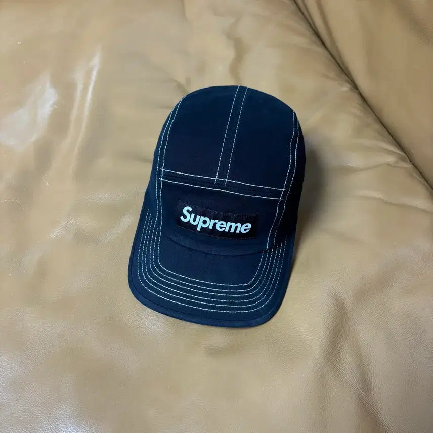[BUNJANG] Supreme Camp Cap 22SS Two-Tone Twill Black Hat / 슈프림 캠프캡 모자 박스로고 22ss 투톤 트윌 블랙