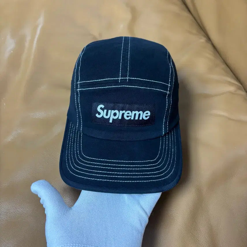 [BUNJANG] Supreme Camp Cap 22SS Two-Tone Twill Black Hat / 슈프림 캠프캡 모자 박스로고 22ss 투톤 트윌 블랙