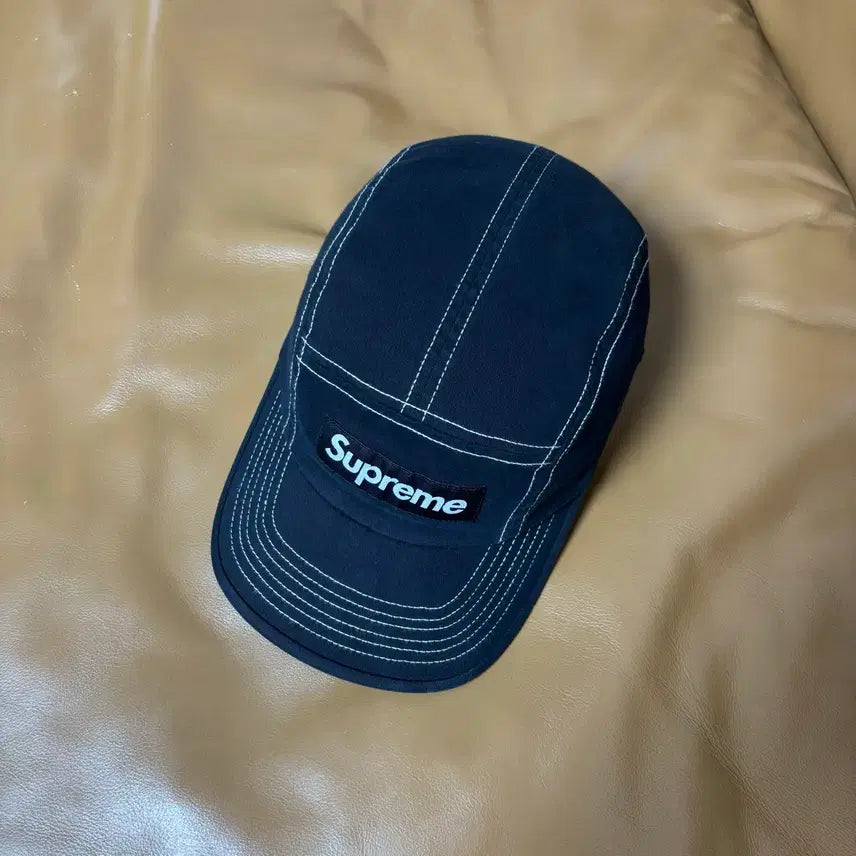 [BUNJANG] Supreme Camp Cap 22SS Two-Tone Twill Black Hat / 슈프림 캠프캡 모자 박스로고 22ss 투톤 트윌 블랙