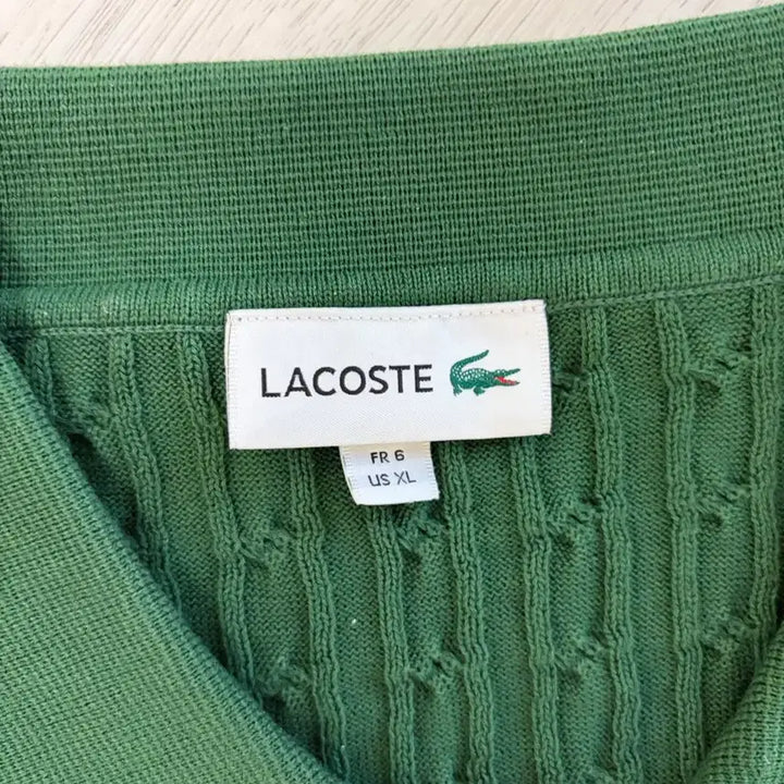 [BUNJANG] Lacoste Cable Knit Short Sleeve Polo Shirt / 라코스테 케이블 니트 반팔 카라티 그린