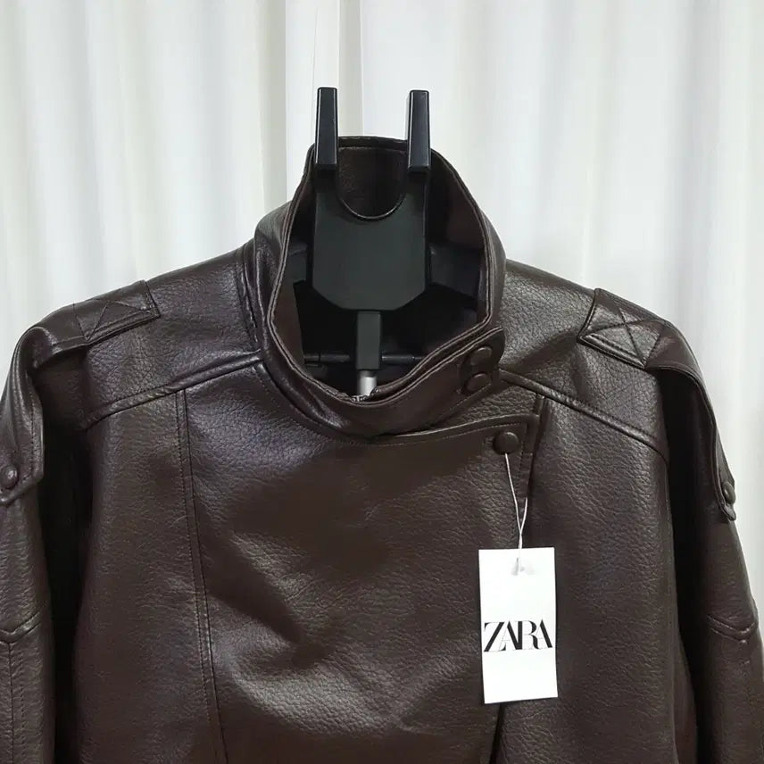 [SOLD OUT] 자라 새제품 여성 레자 자켓 브라운 105추천 오일장