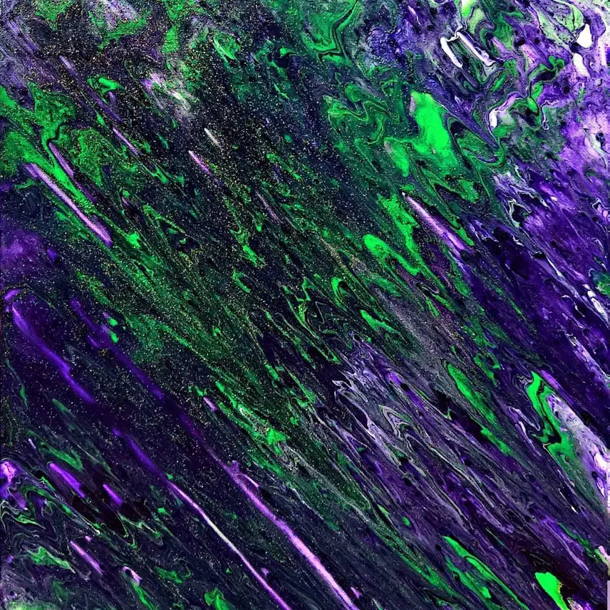 [BUNJANG] Abstract Painting Framed Art / 보라/초록 추상화 그림 액자