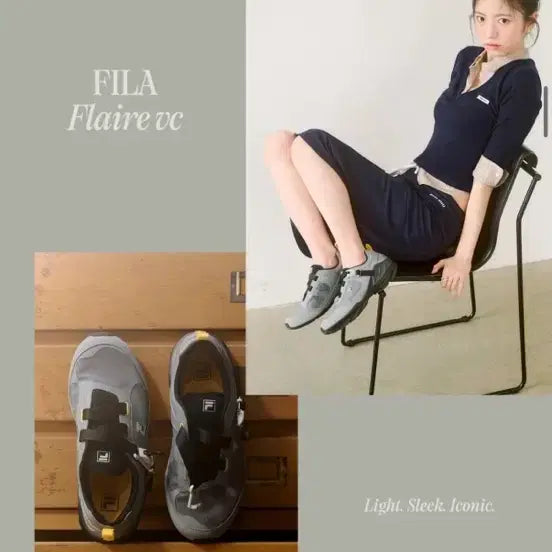 [BUNJANG] Fila Fleur Velcro Sneakers - Gray (230mm) / 휠라 플레르 벨크로 그레이 스니커즈 새상품 230