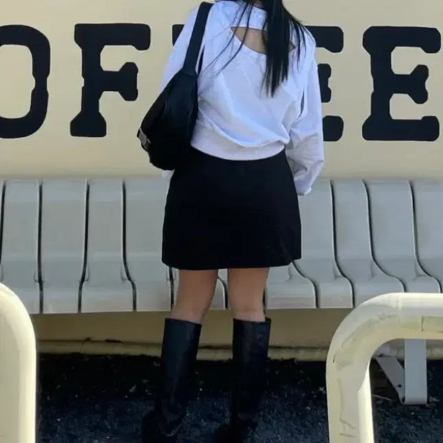 [BUNJANG] Generic Long Sleeve Back Slit Sweatshirt / 뒷트임 긴팔 맨투맨 (백멜란지/네이비)