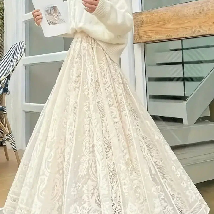 [SOLD OUT] 아이보리밴딩레이스롱스커트