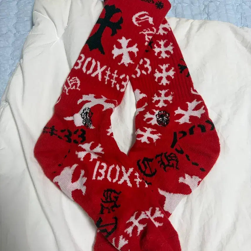 [SOLD OUT] 크롬하츠 스텐실 양말 레드 size M