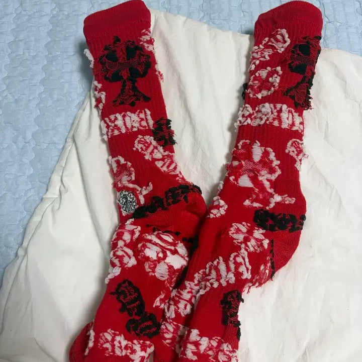 [SOLD OUT] 크롬하츠 스텐실 양말 레드 size M