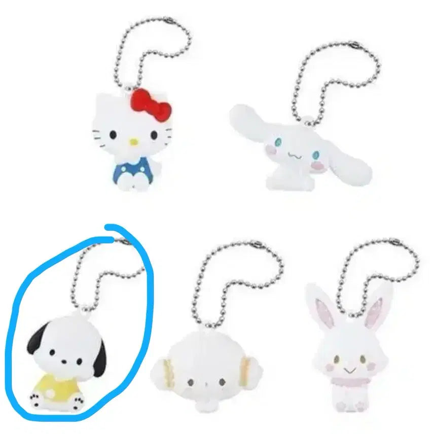 [BUNJANG] Sanrio Flat Gacha Mascot Keyring Pochacco / 산리오 납작 가챠 키링 ( 납작 마스코트 키링, 포챠코 키링)