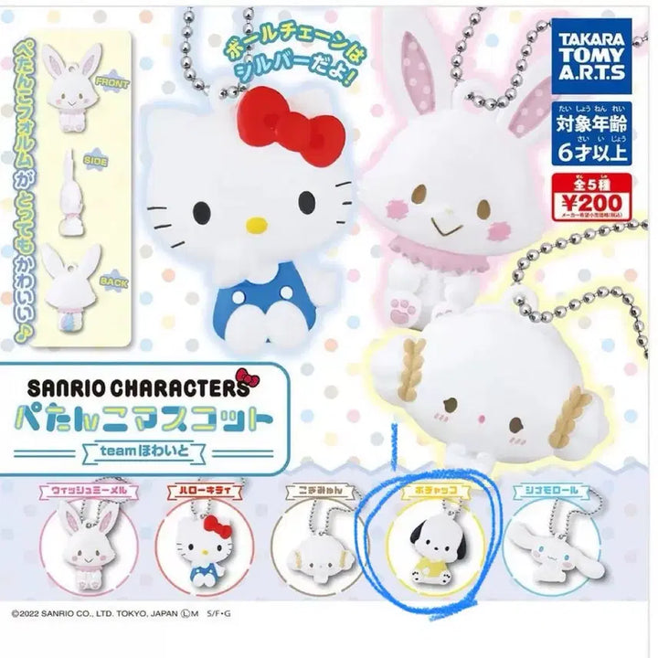 [BUNJANG] Sanrio Flat Gacha Mascot Keyring Pochacco / 산리오 납작 가챠 키링 ( 납작 마스코트 키링, 포챠코 키링)