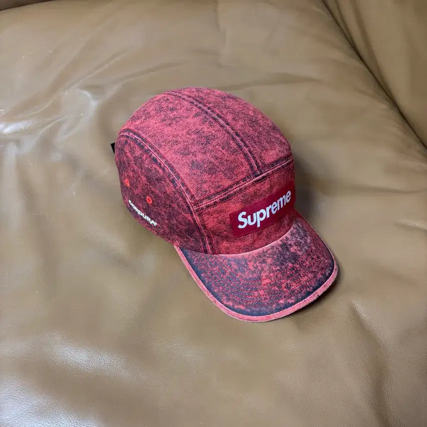 [SOLD OUT] 슈프림 캠프캡 모자 박스로고 코듀라 워시드 코랄 레드