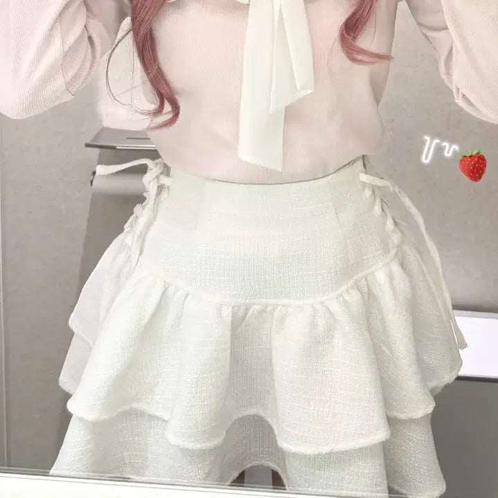 [BUNJANG] Evelyn White Tweed Ribbon Skirt / 에블린 화이트 트위드 리본 스커트 양산형 스나계