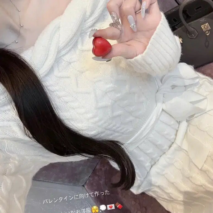 [BUNJANG] Lumignon Knit Cable Long Dress White / 루미그논 lumignon 니트 꽈배기 롱원피스 화이트 스나계 일브 그레일