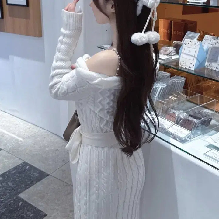 [BUNJANG] Lumignon Knit Cable Long Dress White / 루미그논 lumignon 니트 꽈배기 롱원피스 화이트 스나계 일브 그레일