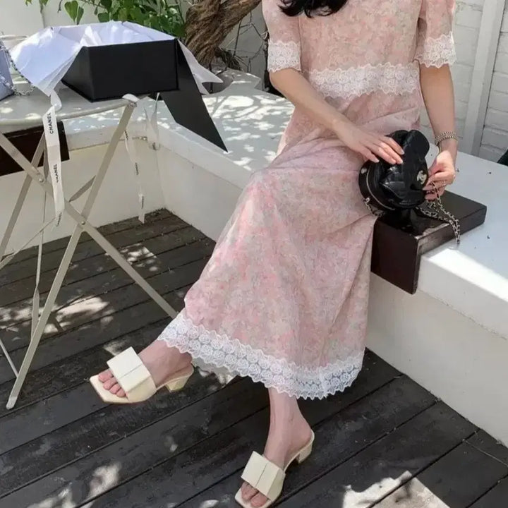 [BUNJANG] ByCini Miu Lace Dress Pink / 바이씨니 제작 미우레이스 원피스 핑크