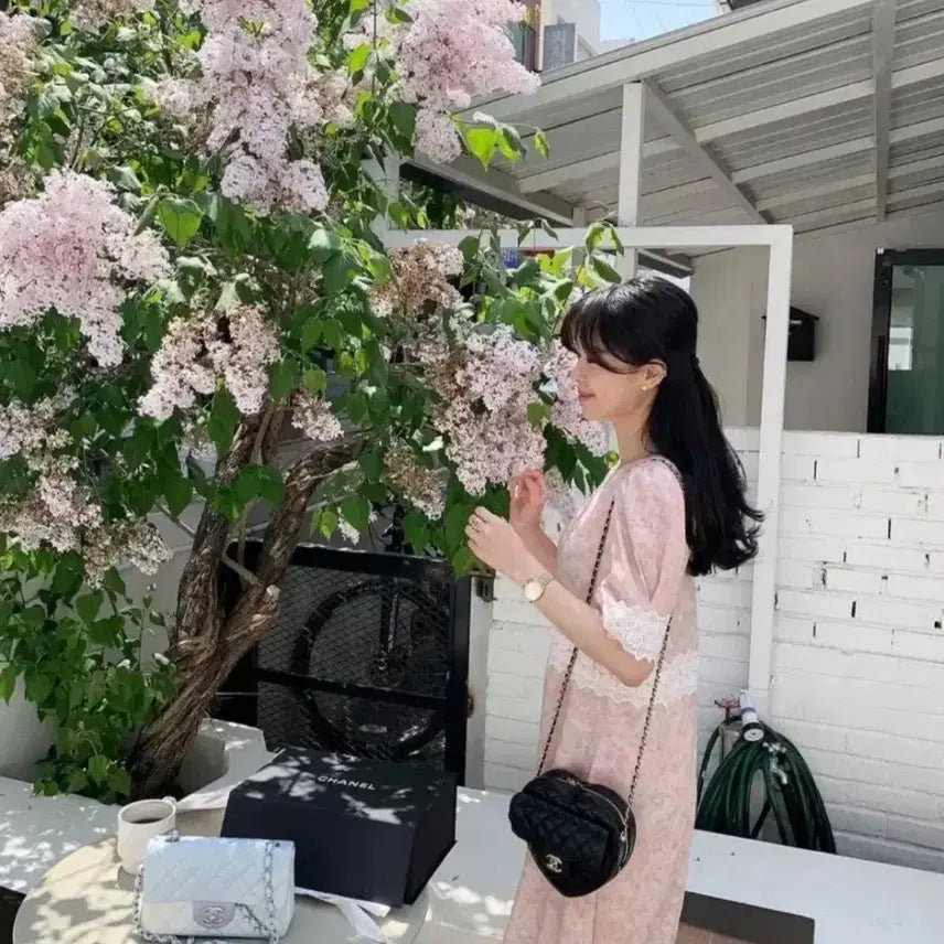 [BUNJANG] ByCini Miu Lace Dress Pink / 바이씨니 제작 미우레이스 원피스 핑크