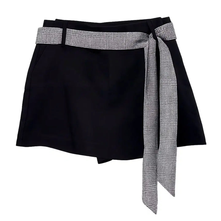 [BUNJANG] ZARA Black Check Belt Skirt Pants / 새 상품 ZARA 블랙 체크 벨트 치마바지