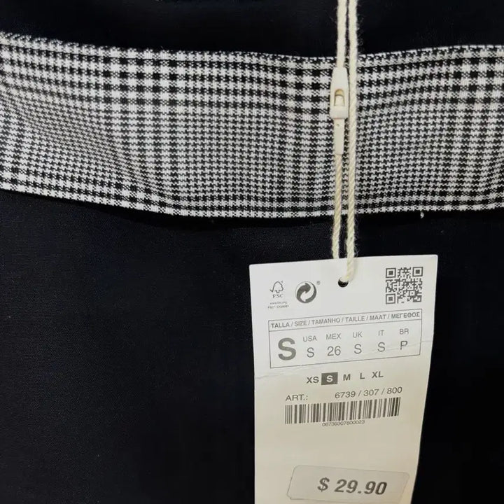 [BUNJANG] ZARA Black Check Belt Skirt Pants / 새 상품 ZARA 블랙 체크 벨트 치마바지