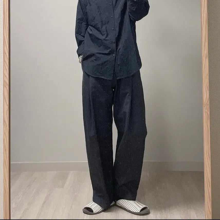 [BUNJANG] Vellie Solid Curvy Pants Navy M Size / 벨리에 솔리드 커비 팬츠 네이비 M사이즈 판매
