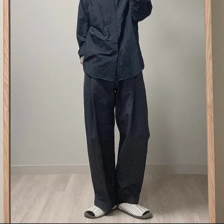 [BUNJANG] Vellie Solid Curvy Pants Navy M Size / 벨리에 솔리드 커비 팬츠 네이비 M사이즈 판매