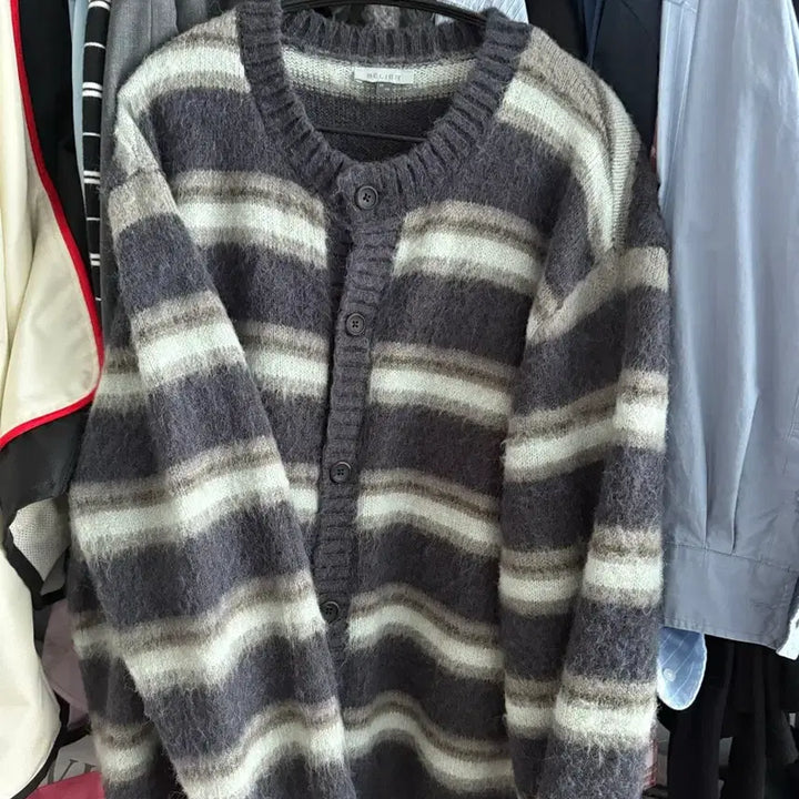 [BUNJANG] Vellie Brushed Tam Cardigan - Multi Navy / 벨리에 브러쉬드 탐 가디건 -멀티네이비