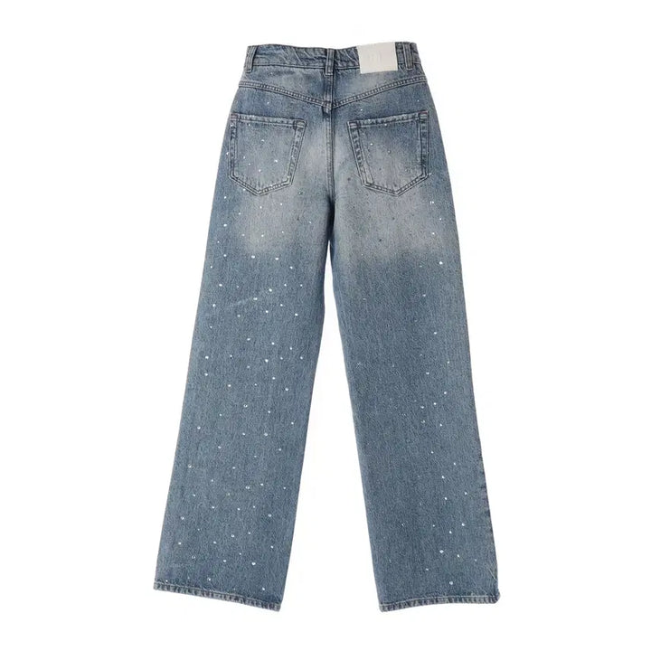 [BUNJANG] Maje Cubic Embellished Distressed Denim Straight Pants / 마쥬 큐빅 장식 디스트로이드 데님 스트레이트 팬츠