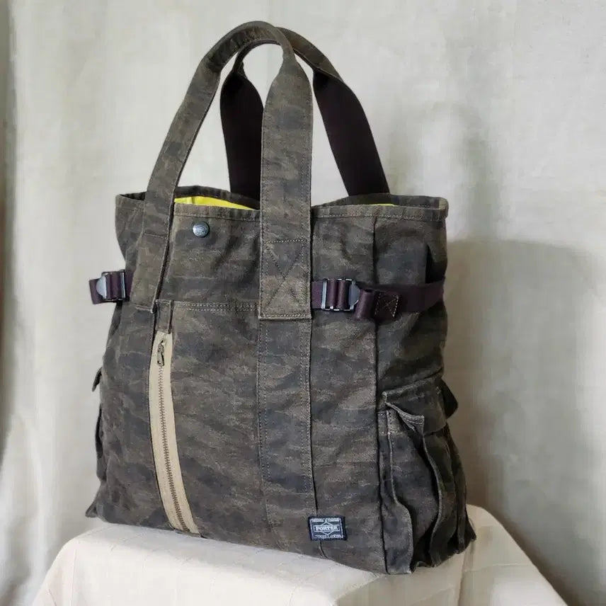 [BUNJANG] Porter Yoshida 70th Anniversary Camo Tote Bag / 요시다 포터 타이거 카모 패턴 토트백, 숄더백