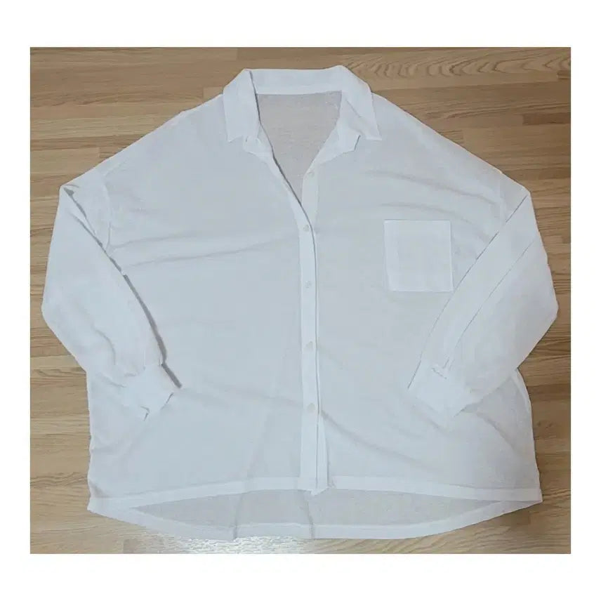 [BUNJANG] White Oversized See-Through Shirt / 흰색 오버핏 시스루 남방(프리사이즈)