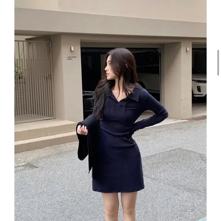 [BUNJANG] 퍼빗 Mels Shirring PK Gimo Collar One-piece Dress / (새상품)퍼빗 멜즈 셔링 피케이 기모카라 원피스