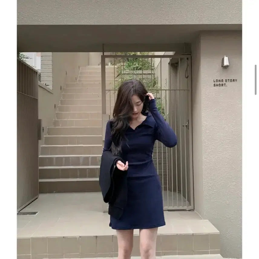 [BUNJANG] 퍼빗 Mels Shirring PK Gimo Collar One-piece Dress / (새상품)퍼빗 멜즈 셔링 피케이 기모카라 원피스
